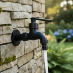 Wall-Mounted Faucet | Matte Black & Solid Brass | G1/2 Connection
