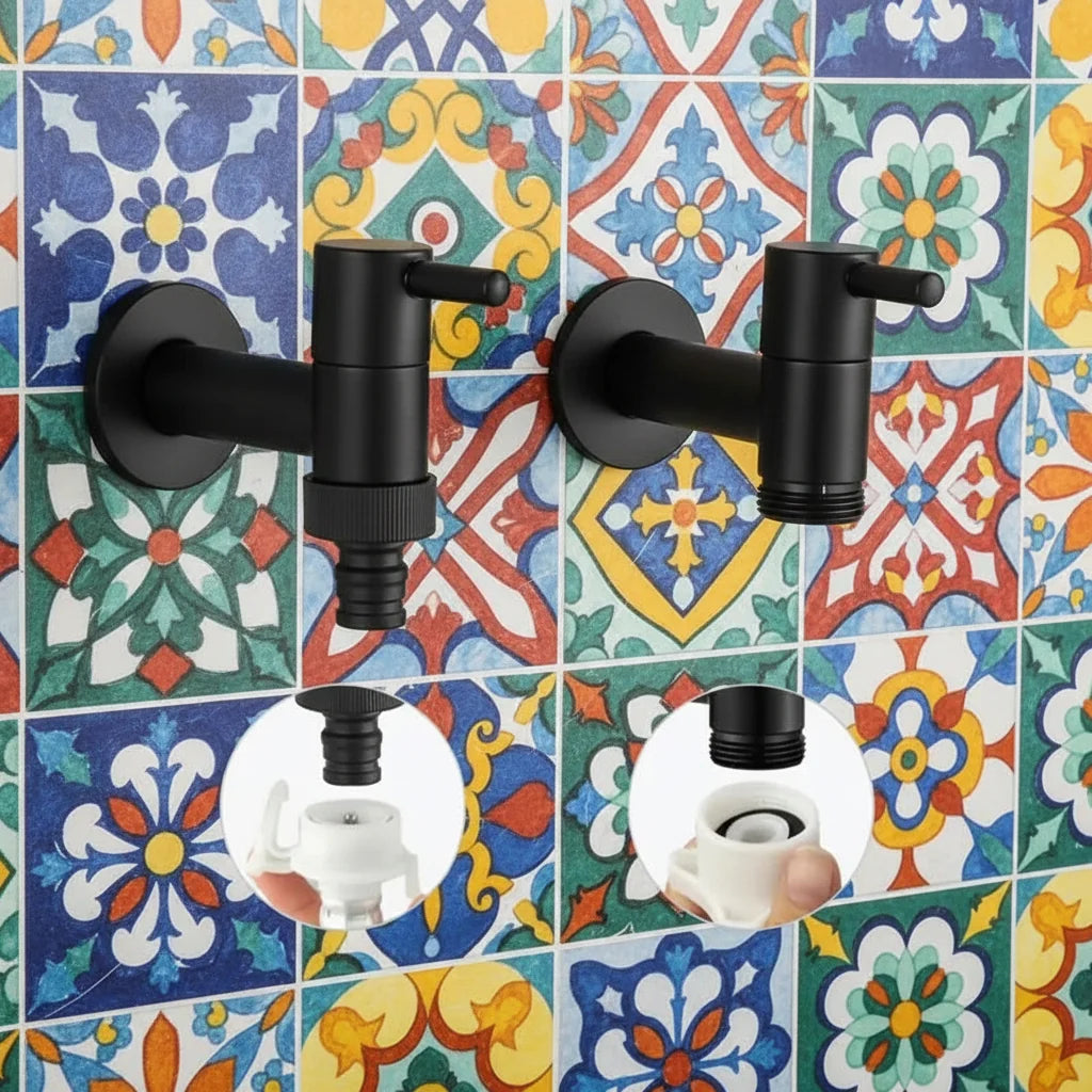 Wall-Mounted Faucet | Matte Black & Solid Brass | G1/2 Connection
