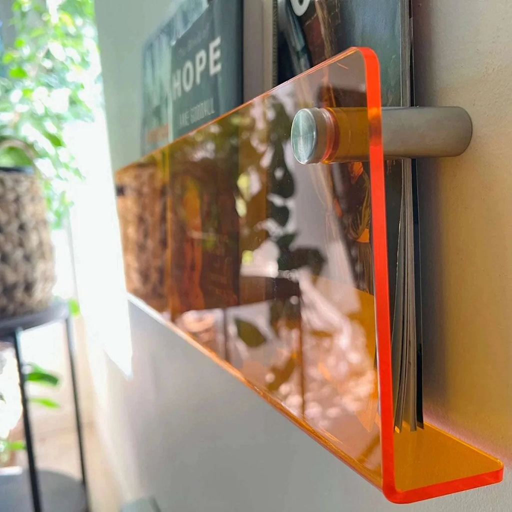 Wall-Mounted Magazine Rack | Clear Acrylic & Floating | Easy Installation