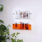 Wall-Mounted Magazine Rack | Clear Acrylic & Floating | Easy Installation