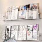 Wall-Mounted Magazine Rack | Clear Acrylic & Floating | Easy Installation