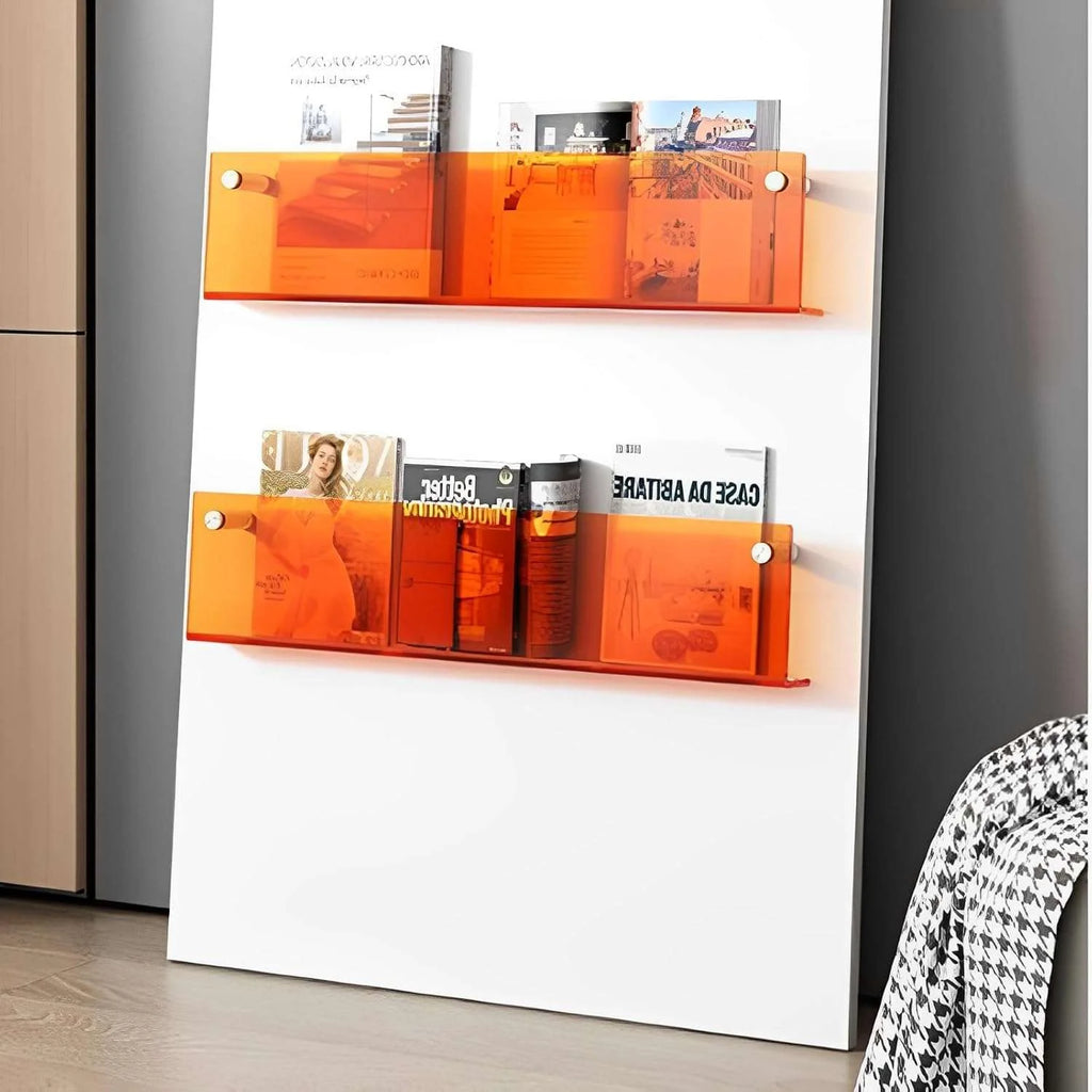 Wall-Mounted Magazine Rack | Clear Acrylic & Floating | Easy Installation