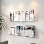 Wall-Mounted Magazine Rack | Clear Acrylic & Floating | Easy Installation