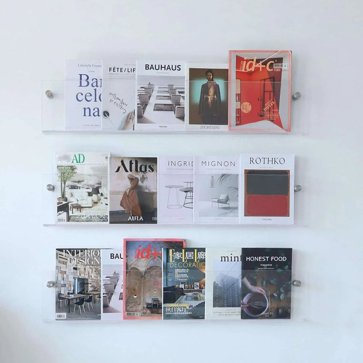 Wall-Mounted Magazine Rack | Clear Acrylic & Floating | Easy Installation