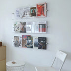 Wall-Mounted Magazine Rack | Clear Acrylic & Floating | Easy Installation