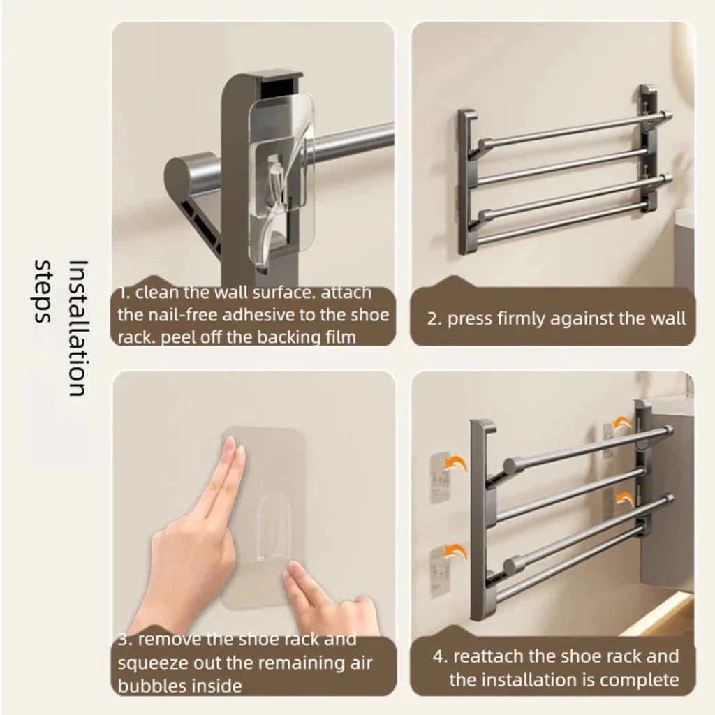 Wall-Mounted Shoe Rack | Integrated Drainage & Easy-Care Plastic
