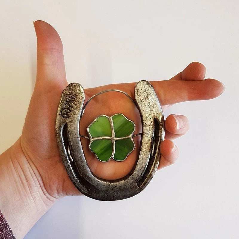 Wall Ornament | Handcrafted Iron & Four-Leaf Clover Design | 10 × 10 cm