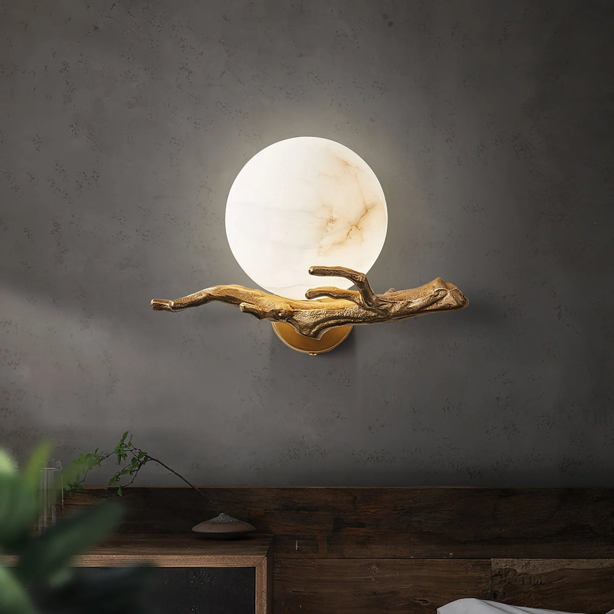 Wall Sconce | Alabaster Shade & Brass Body | Ø 30 cm
