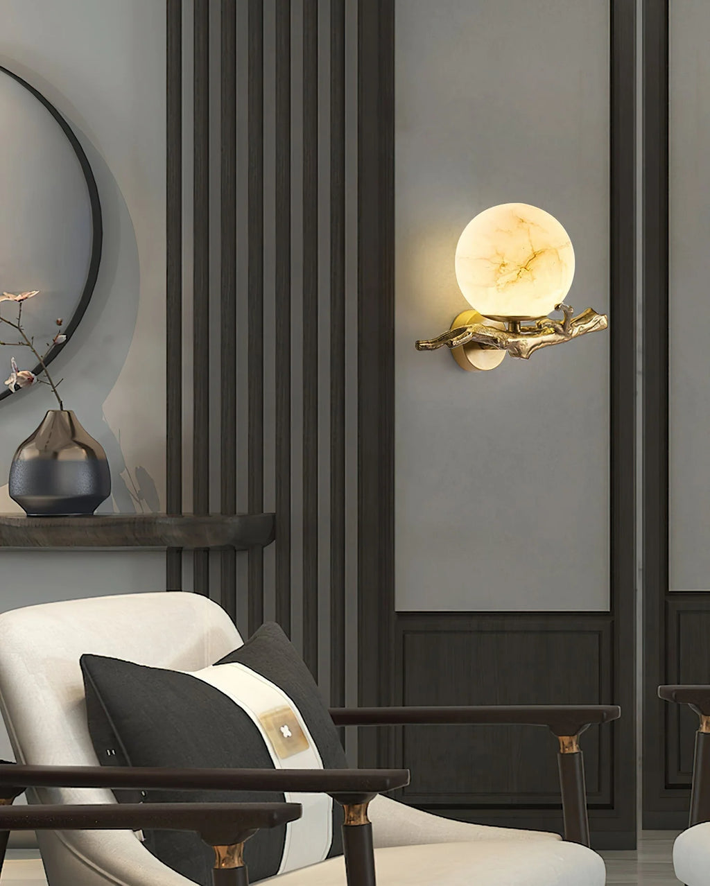 Wall Sconce | Alabaster Shade & Brass Body | Ø 30 cm