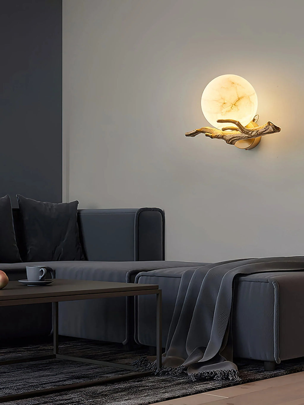 Wall Sconce | Alabaster Shade & Brass Body | Ø 30 cm