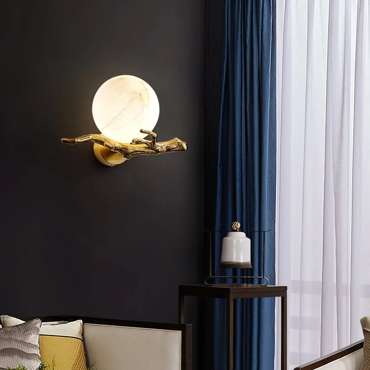 Wall Sconce | Alabaster Shade & Brass Body | Ø 30 cm