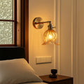 Wall Sconce | Amber Glass Flower Shade & Warm Light | Ø 16 cm
