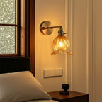 Wall Sconce | Amber Glass Flower Shade & Warm Light | Ø 16 cm