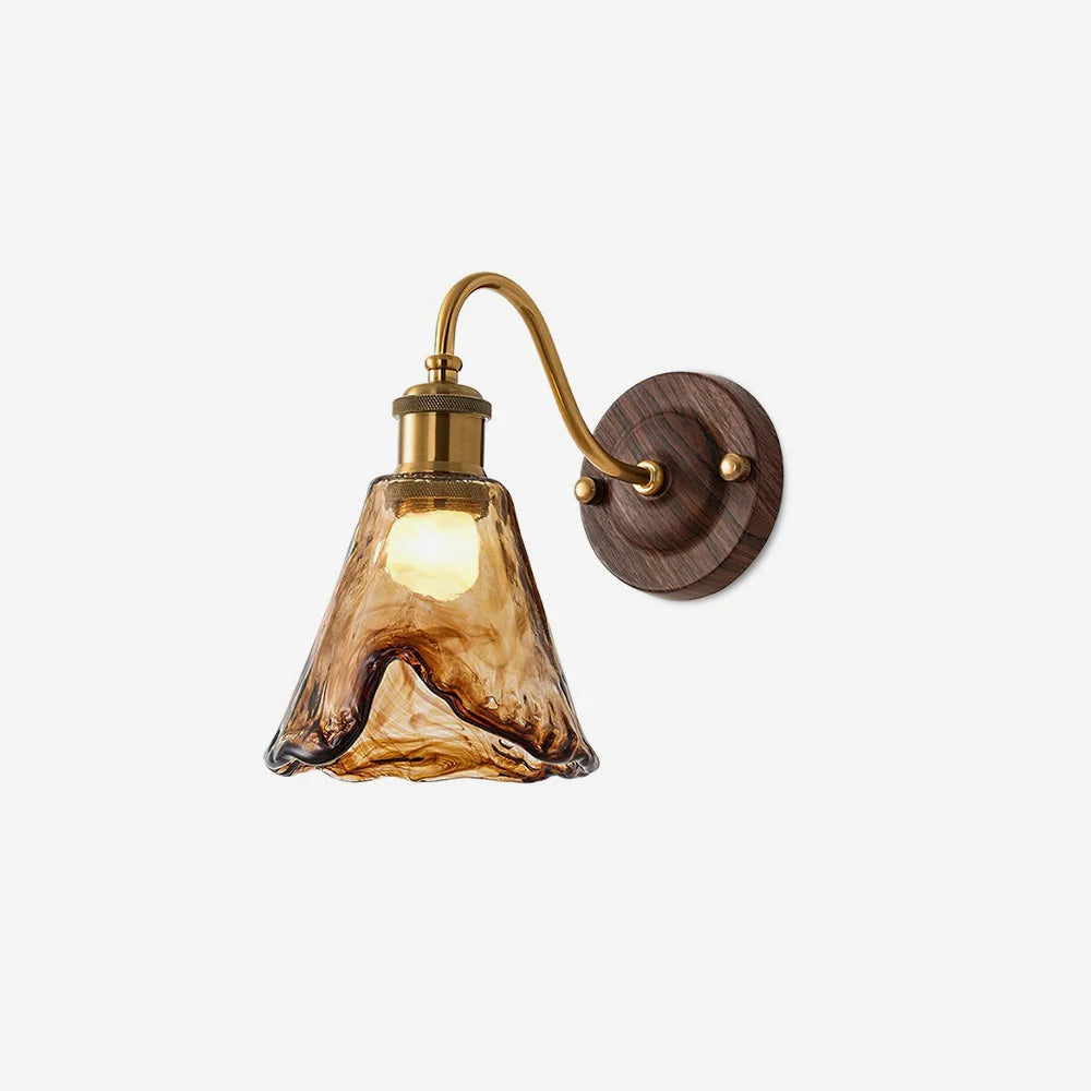 Wall Sconce | Amber Glass & Metal | Hardwired