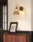 Wall Sconce | Amber Glass & Metal | Hardwired