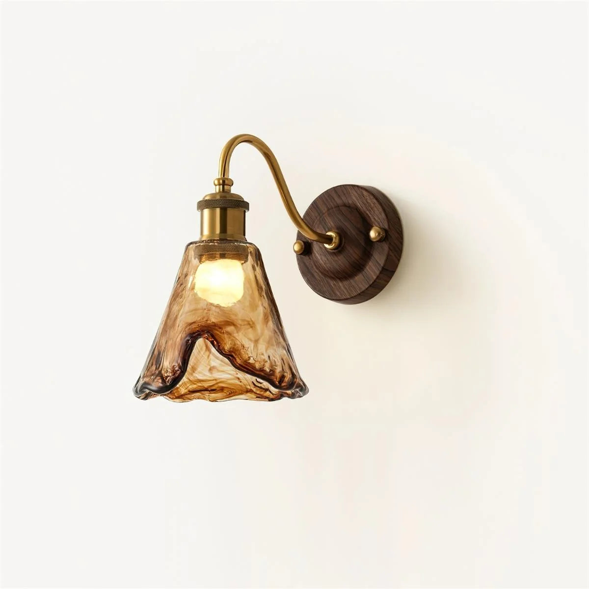 Wall Sconce | Amber Glass & Metal | Hardwired