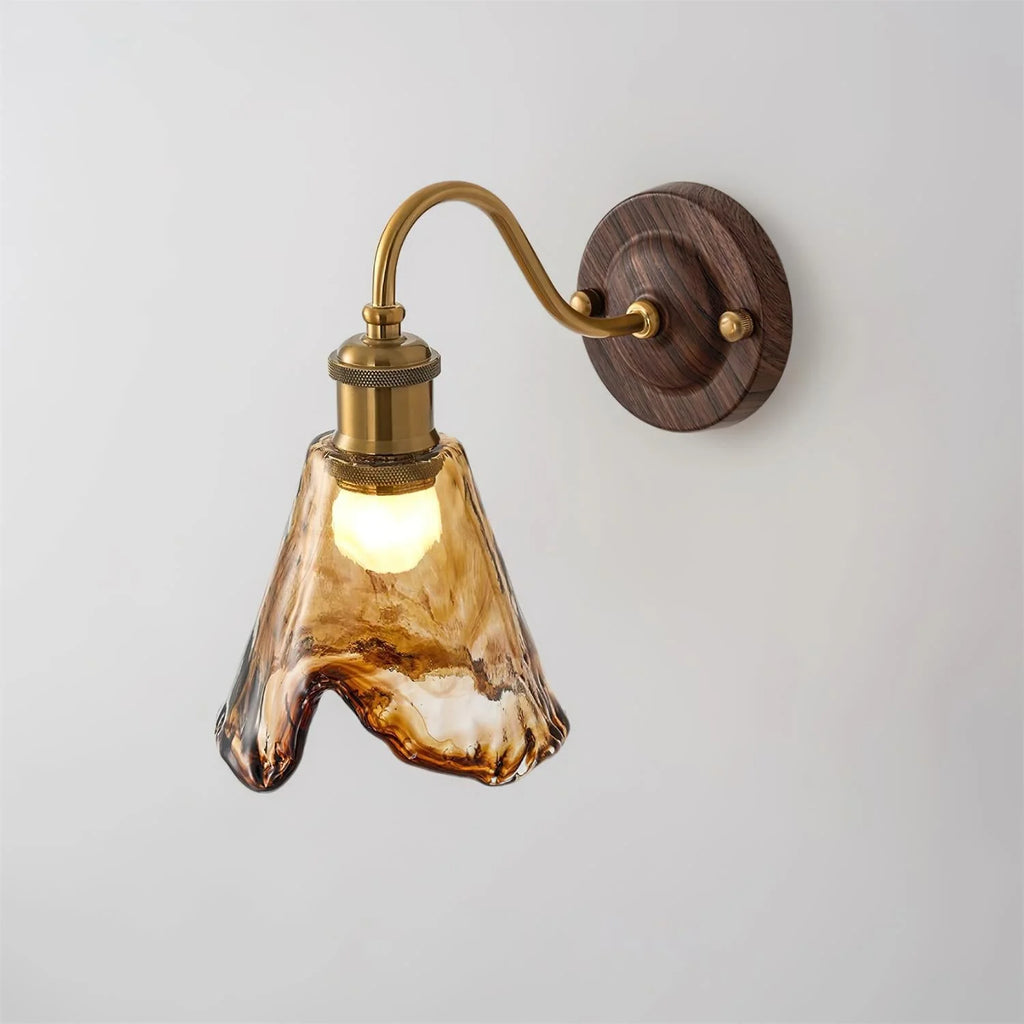 Wall Sconce | Amber Glass & Metal | Hardwired