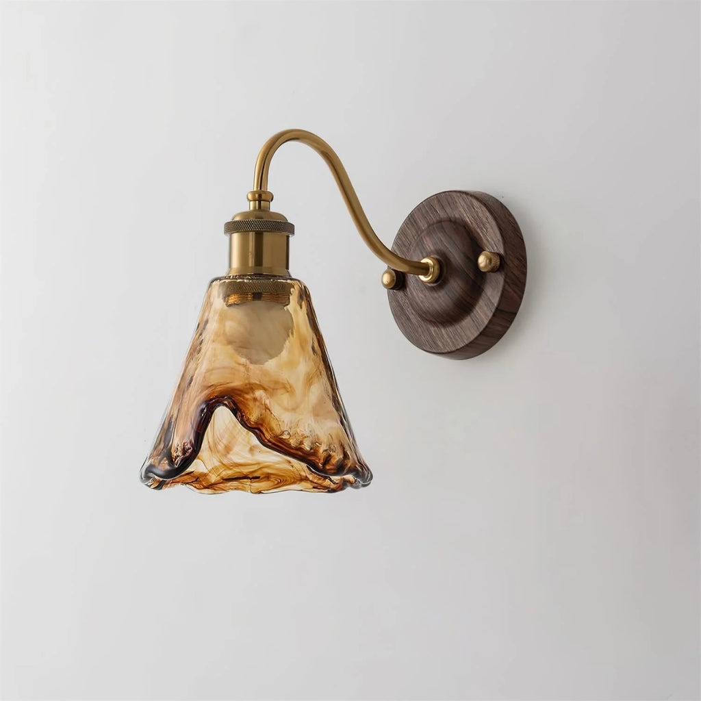 Wall Sconce | Amber Glass & Metal | Hardwired