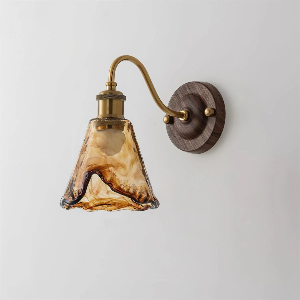 Wall Sconce | Amber Glass & Metal | Hardwired