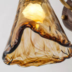 Wall Sconce | Amber Glass & Metal | Hardwired