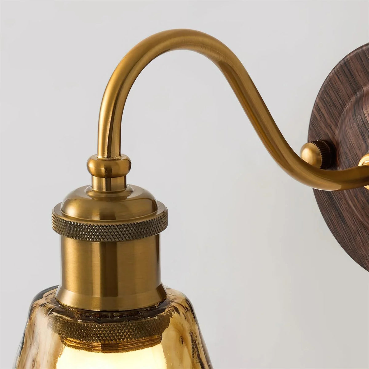 Wall Sconce | Amber Glass & Metal | Hardwired