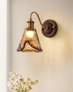 Wall Sconce | Amber Glass & Metal | Hardwired