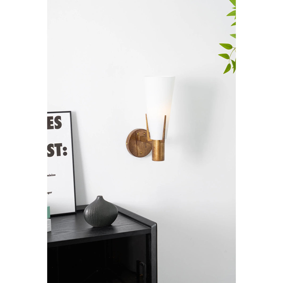 Wall Sconce | Antique Brass & Glass | 35 cm Height