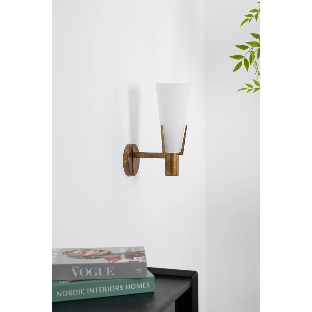 Wall Sconce | Antique Brass & Glass | 35 cm Height