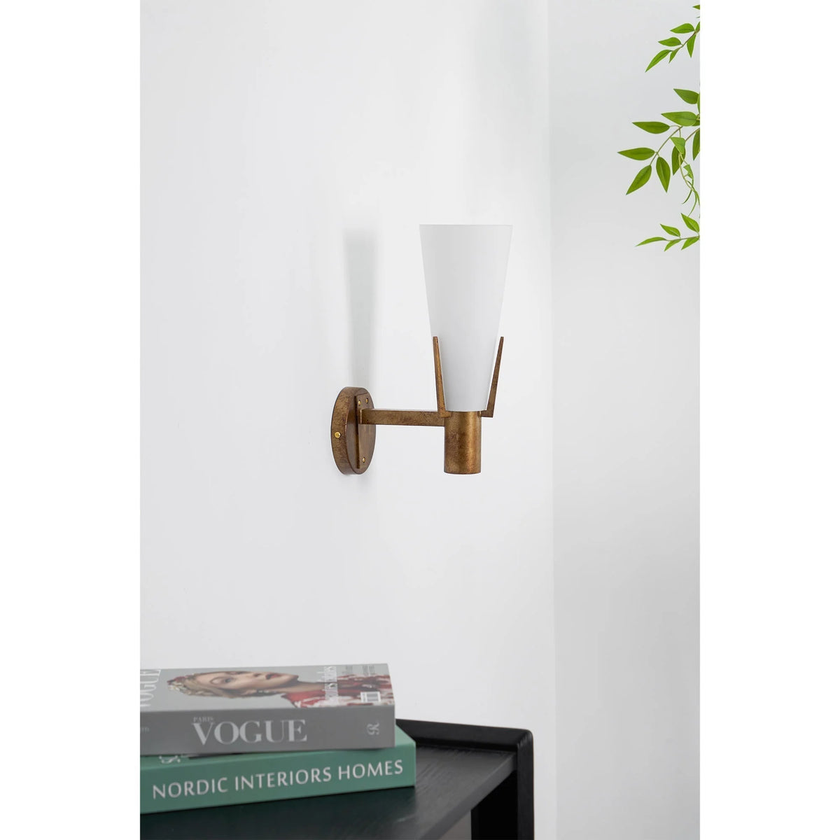 Wall Sconce | Antique Brass & Glass | 35 cm Height