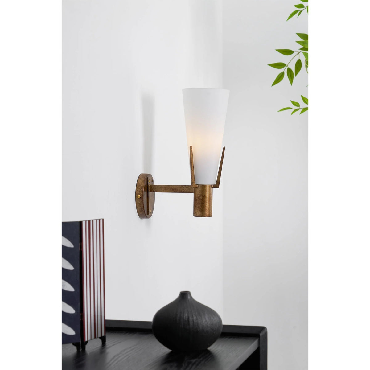 Wall Sconce | Antique Brass & Glass | 35 cm Height