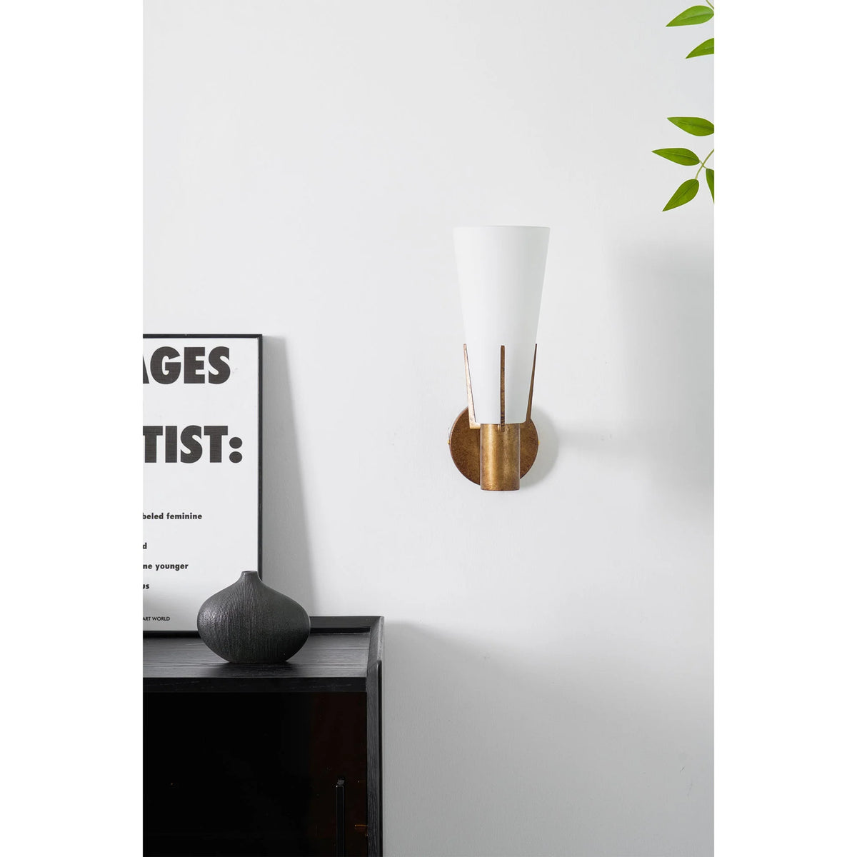 Wall Sconce | Antique Brass & Glass | 35 cm Height