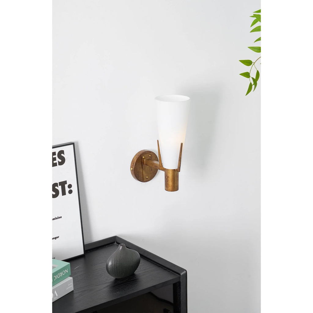 Wall Sconce | Antique Brass & Glass | 35 cm Height