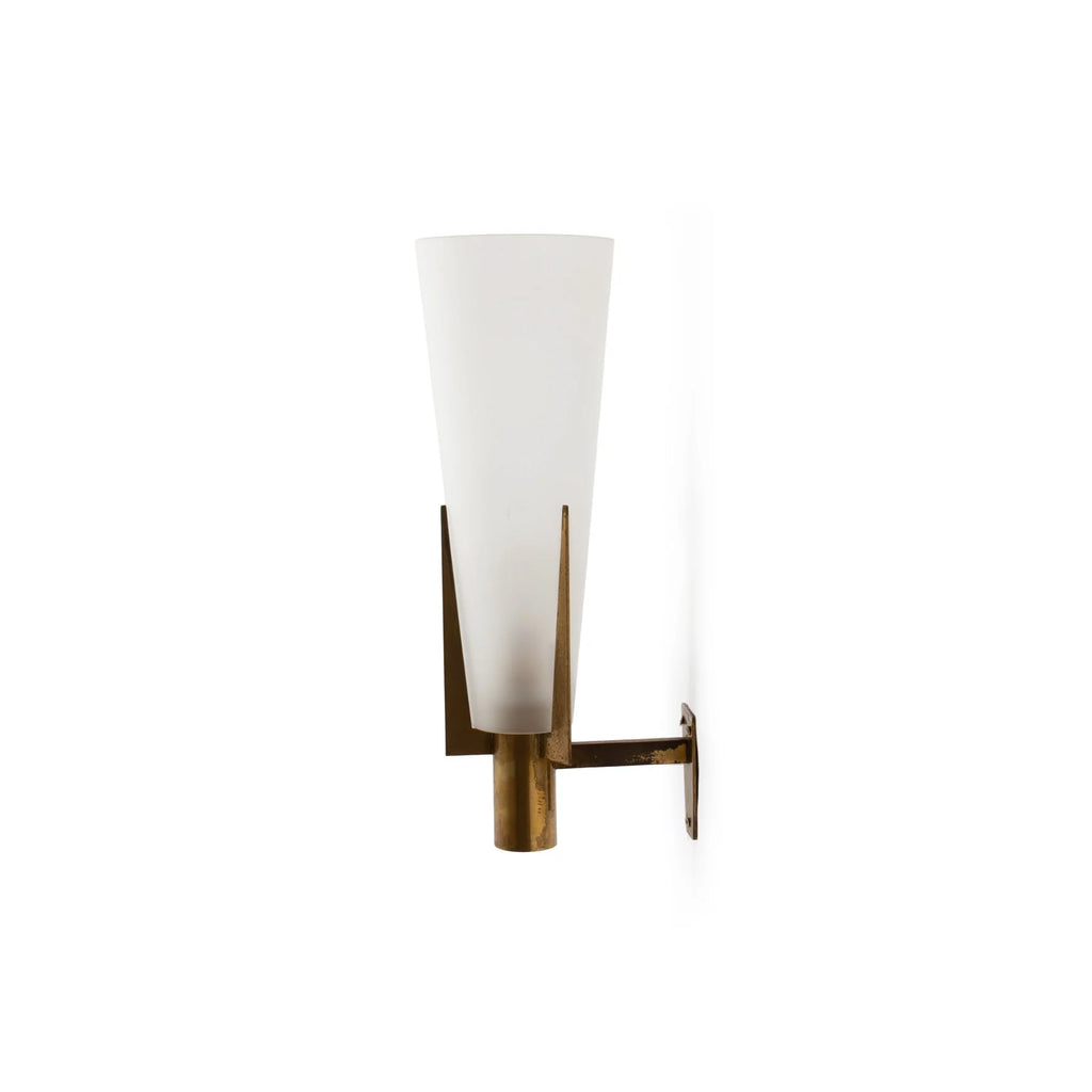 Wall Sconce | Antique Brass & Glass Shade | 35 cm Height