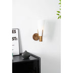 Wall Sconce | Antique Brass & Glass Shade | 35 cm Height