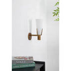 Wall Sconce | Antique Brass & Glass Shade | 35 cm Height