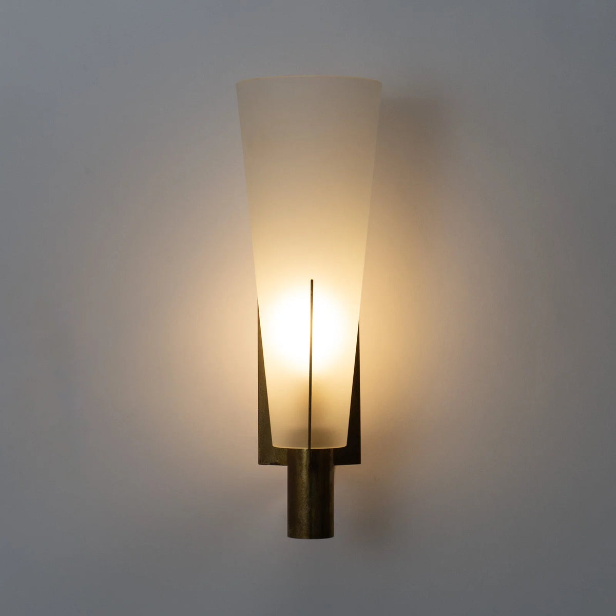 Wall Sconce | Antique Brass & Glass Shade | 35 cm Height