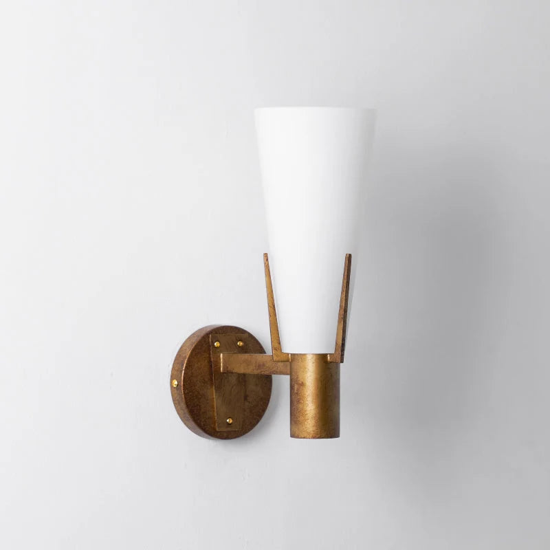 Wall Sconce | Antique Brass & Glass Shade | 35 cm Height