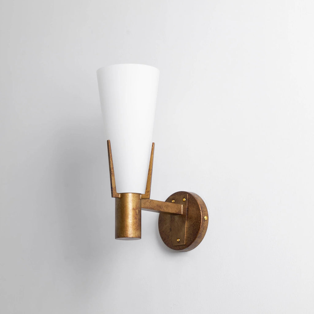 Wall Sconce | Antique Brass & Glass Shade | 35 cm Height