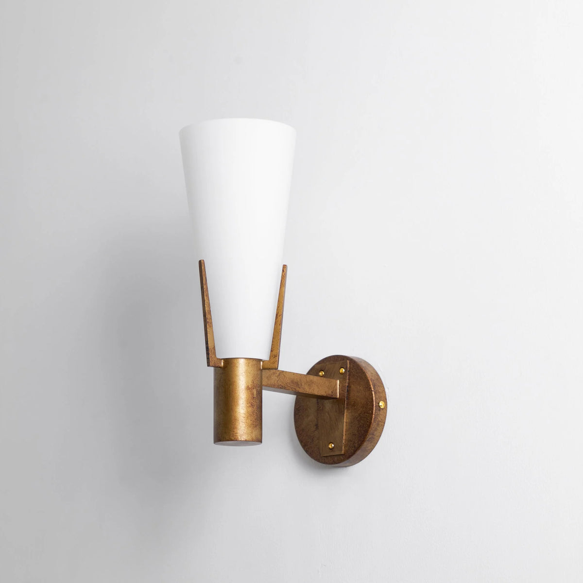 Wall Sconce | Antique Brass & Glass Shade | 35 cm Height