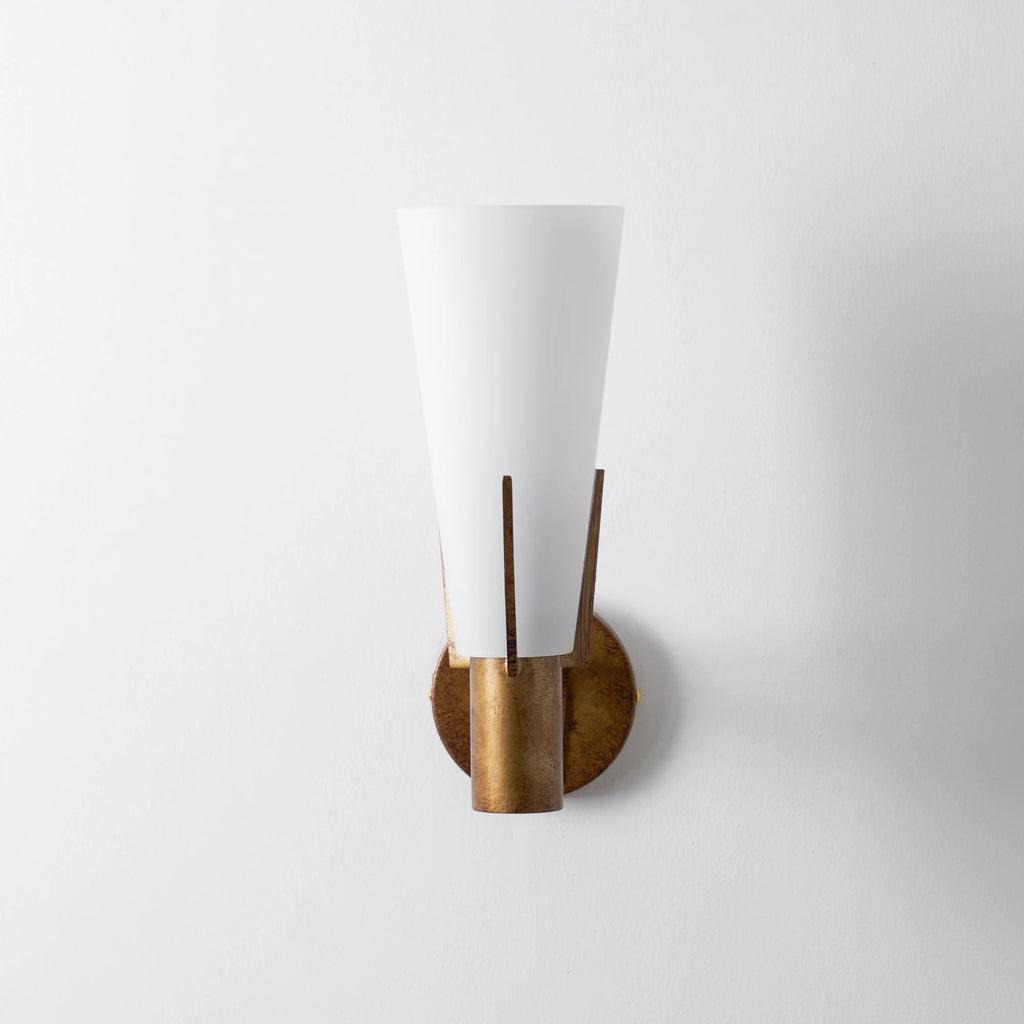 Wall Sconce | Antique Brass & Glass Shade | 35 cm Height