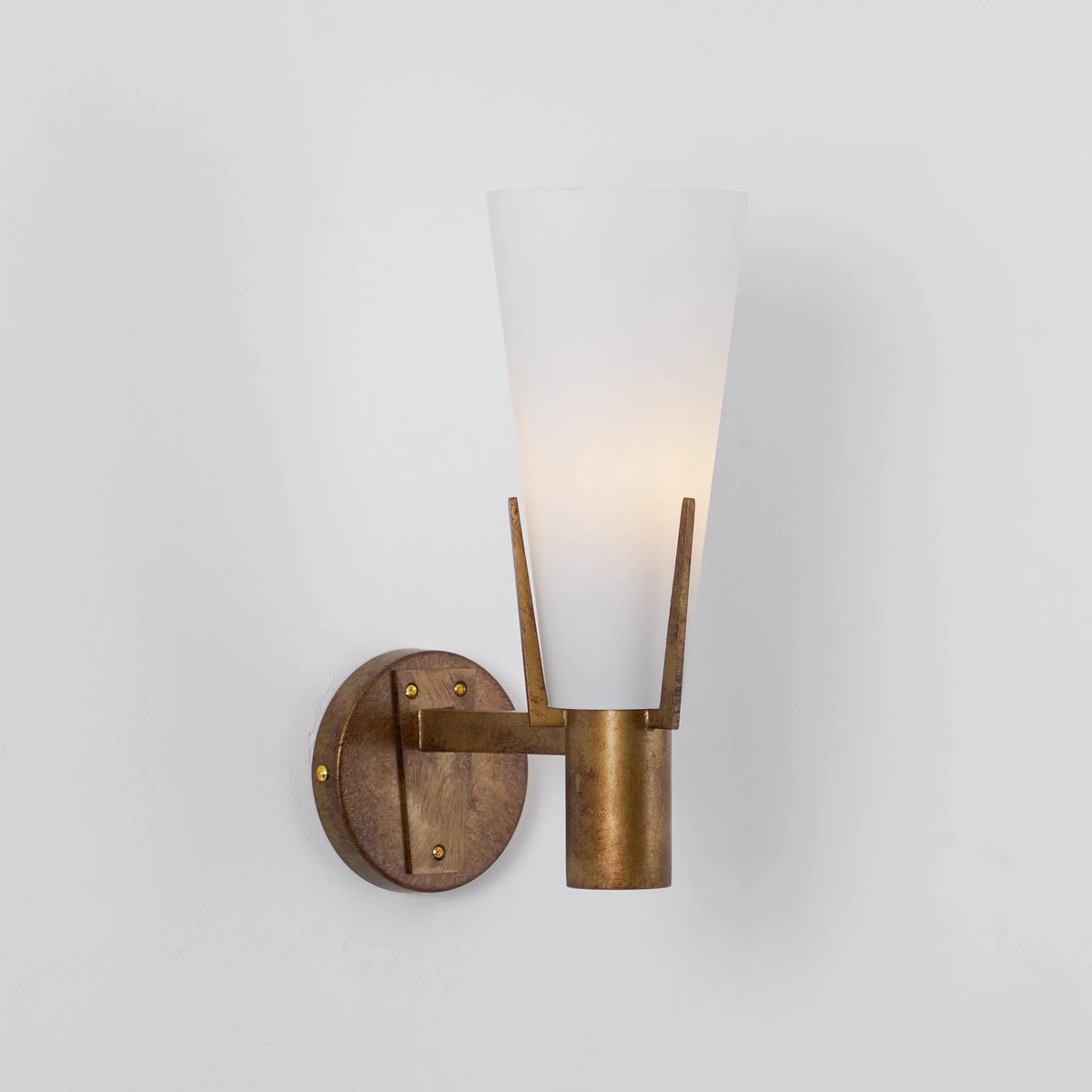 Wall Sconce | Antique Brass & Glass Shade | 35 cm Height