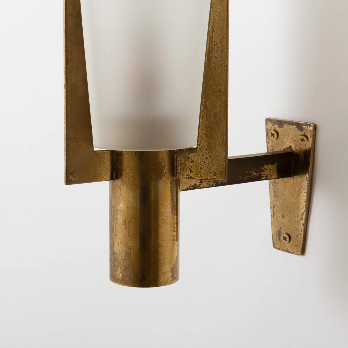 Wall Sconce | Antique Brass & Glass Shade | 35 cm Height