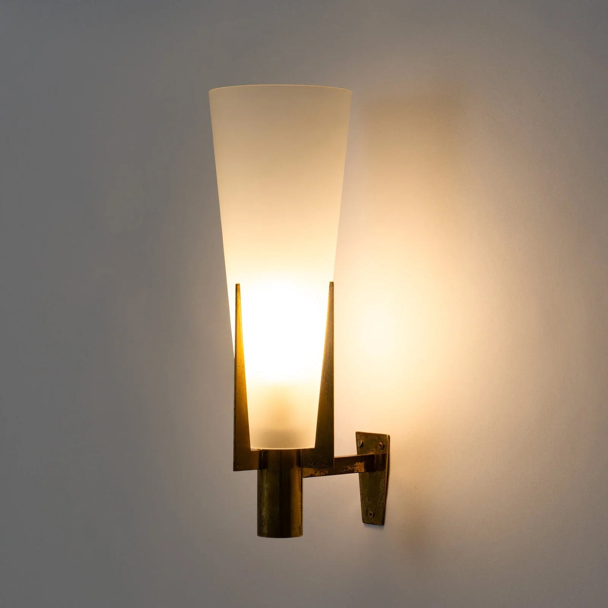 Wall Sconce | Antique Brass & Glass Shade | 35 cm Height
