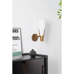 Wall Sconce | Antique Brass & Glass Shade | 35 cm Height