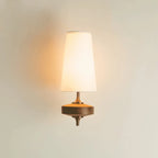 Wall Sconce | Antique Brass & Walnut Wood | Fabric Shade