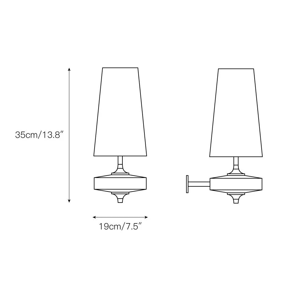 Wall Sconce | Antique Brass & Walnut Wood | Fabric Shade