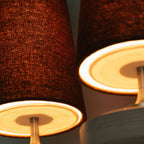 Wall Sconce | Antique Brass & Walnut Wood | Fabric Shade