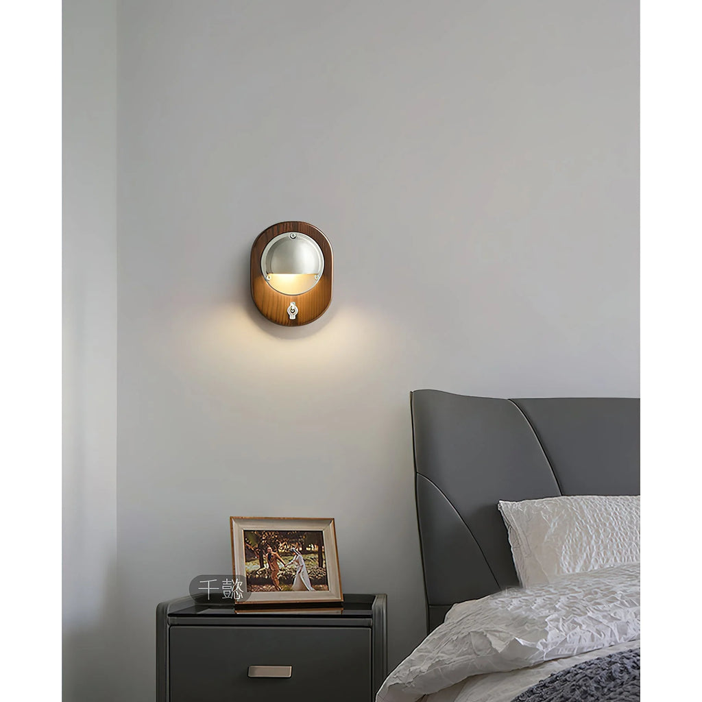 Wall Sconce | Ash Wood & Brass Shade | Compact Accent Lighting