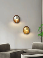 Wall Sconce | Ash Wood & Brass Shade | Compact Accent Lighting