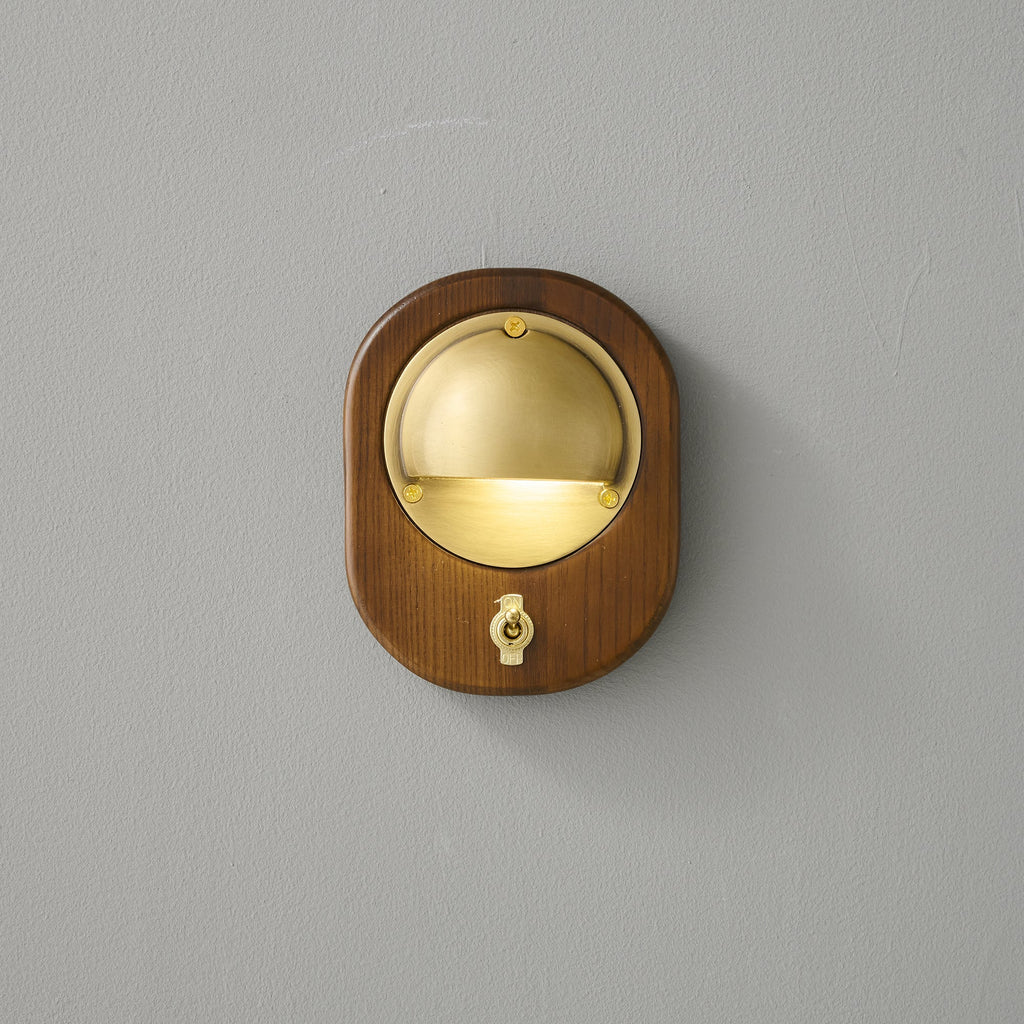Wall Sconce | Ash Wood & Brass Shade | Compact Accent Lighting